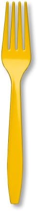 Creative Converting Mustard Yellow Plastic Forks 7 Inch Set