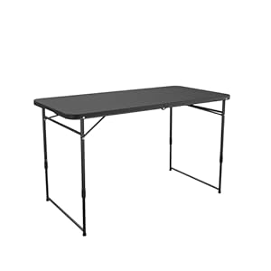   COSCO-4-ft-Fold-in-Half-Adjustable-Height-IndoorOutdoor-Utility-Table-Black