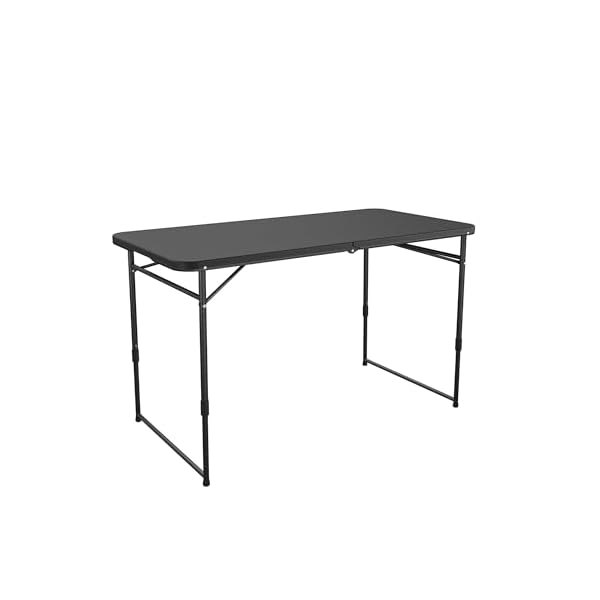  COSCO-4-ft-Fold-in-Half-Adjustable-Height-IndoorOutdoor-Utility-Table-Black