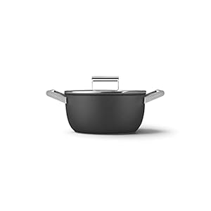 Smeg ckfc2411blm casserole pan 24cm and lid black non stick aluminium patented base  urban country home decor