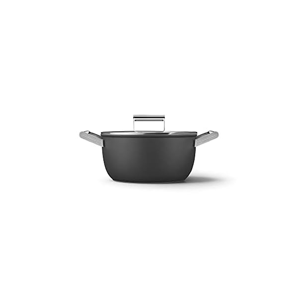 Smeg ckfc2411blm casserole pan 24cm and lid black non stick aluminium patented base  urban country home decor