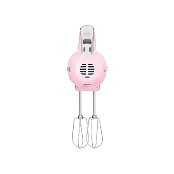 Smeg pink 50s retro style electric hand mixer with set of dough hooks set of beaters and set of whisks  urban country home decor