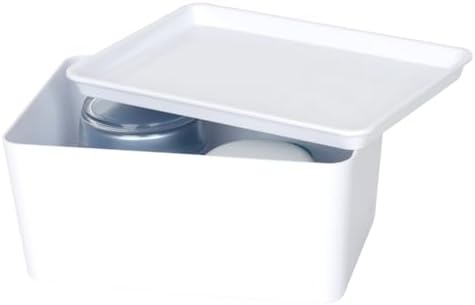 YBM HOME Plastic Storage Bin with Lid White Basket with Handle - 2140