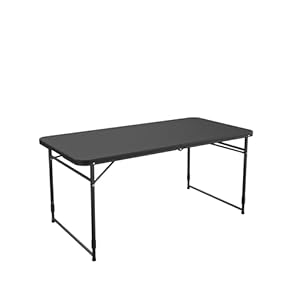   COSCO-4-ft-Fold-in-Half-Adjustable-Height-IndoorOutdoor-Utility-Table-Black