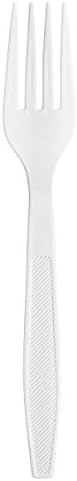 Comfy Package 500 Count Heavy Duty White Plastic Forks