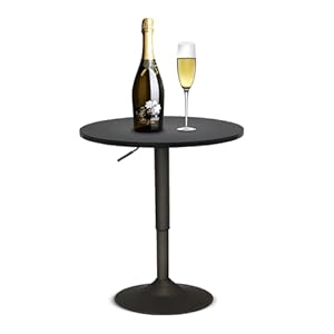 24-Inch Round Bar Table Adjustable Height and Wood Cocktail Pub Table MDF Top 360° Swivel Furniture, Black 24 Inch Round Bar Table Adjustable Height and Wood Cocktail Pub Table MDF Top 360 Swivel Furniture Black