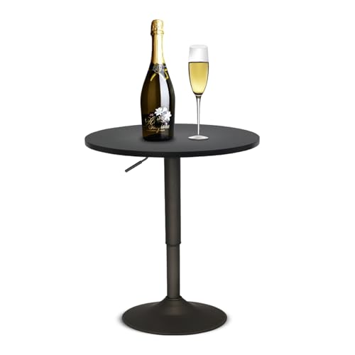 24-Inch-Round-Bar-Table-Adjustable-Height-and-Wood-Cocktail-Pub-Table-MDF-Top-360-Swivel-Furniture-Black 24 Inch Round Bar Table Adjustable Height and Wood Cocktail Pub Table MDF Top 360 Swivel Furniture Black
