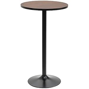 HOMCOM 42 H Rustic Industrial Metal Elm Wood Top Bar Height Standing Pub Table