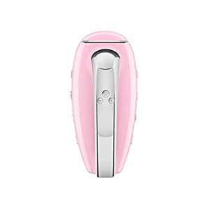 Smeg pink 50s retro style electric hand mixer with set of dough hooks set of beaters and set of whisks  urban country home decor