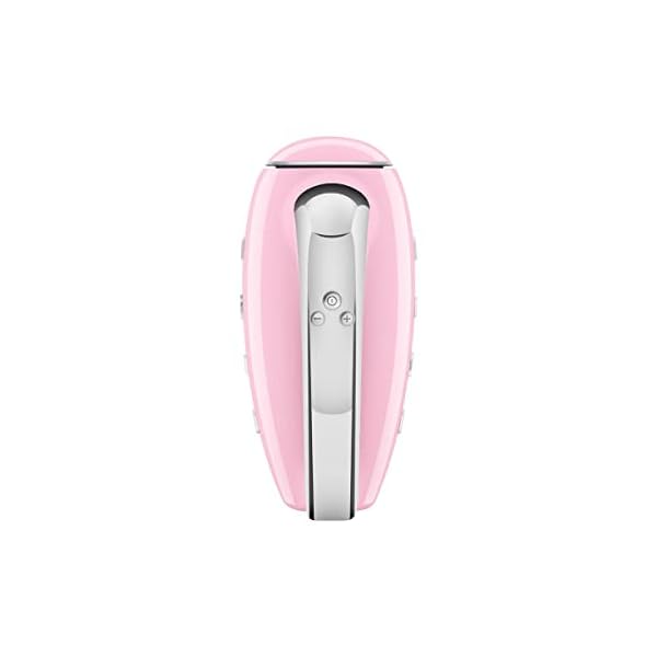 Smeg pink 50s retro style electric hand mixer with set of dough hooks set of beaters and set of whisks  urban country home decor