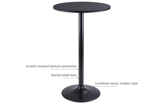Furmax-Bistro-Pub-Table-Round-Bar-Height-Cocktail-Table-Metal-Base-MDF-Top-Obsidian-Table-238-Inch-Top-395-Inch-Height-Black-1-Pack Furmax Bistro Pub Table Round Bar Height Cocktail Table Metal Base MDF Top Obsidian Table 238 Inch Top 395 Inch Height Black 1 Pack