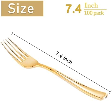 100-Piece BPA-Free Gold Plastic Forks for Parties Events