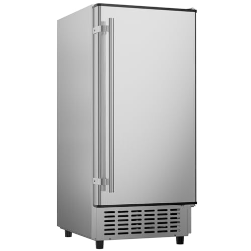 Coolake 15 Inch Wide Under Counter Ice Maker Machine 80lbsDay Built in Freestanding Ice Maker with 25lbs Storage Bin Stainless Steel Self Cleaning LCD Panel Under Cabinet Ice Maker for Home Office