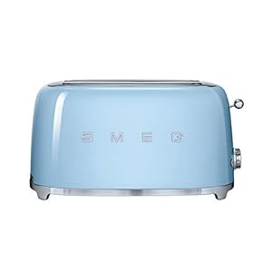 Smeg TSF02PBUS 50's Retro Style Aesthetic 4 Slice Toaster, Pastel Blue Smeg TSF02PBUS 50s Retro Style Aesthetic 4 Slice Toaster Pastel Blue