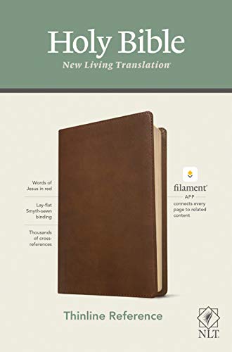 NLT Thinline Reference Holy Bible (Red Letter, LeatherLike, Rustic Brown): Includes Free Access to the Filament Bible App Delivering Study Notes, Devotionals, Worship Music, and Video