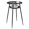 VASAGLE EKHO Collection Bar Table with Storage Round High Pub Table Synthetic Leather with Stitching Mid Century Modern Kitchen Home Bar Living Room Easy Assembly Ebony Black and Ink Black