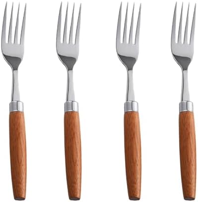 CHENSHUO Wooden Handle Dinner Forks Set 4 Pieces 73 Inches