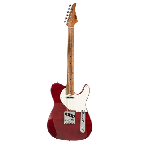 EART Classic Guitare Électrique Touche Érable, Frettes En Acier Inoxydable, Placage Tigre, Rouge - Les Beatles, Paul McCartney, John Lennon, RIngo Starr, George Harrison EART Classic Guitare Électrique Touche Érable, Frettes En Acier Inoxydable, Placage Tigre, Rouge