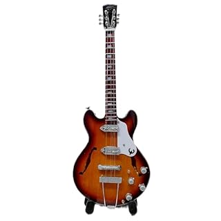 Rockstar BMG0014 Guitare électrique miniature Epi Casino en bois faite et peinte à la main Cadeau pour musiciens et collectionneurs Taille 15,5 cm - Les Beatles, Paul McCartney, John Lennon, RIngo Starr, George Harrison