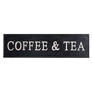 Synovana Coffee and Tea Sign Rustic Metal Coffee Bar Accessories Wall Art Sign Hanging Coffee Sign for Kitchen Wall Decor 358 x 98 x 04