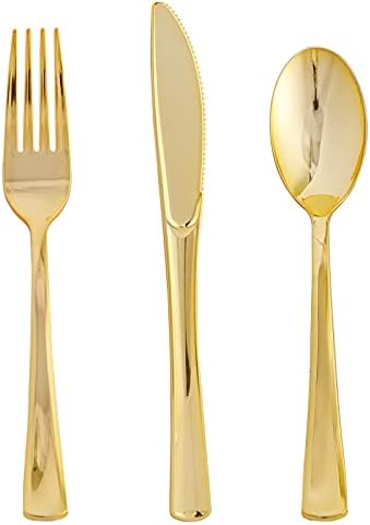 Elegant Gold Plastic Silverware Set for Parties