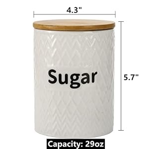 Peohud 3 Pack Ceramic Kitchen Canister Set, 29oz Airtight Food Storage Jars with Bamboo Lids, Tea Coffee Sugar Container Set for Counter, Farmhouse Kitchen Decor Peohud 3 Pack Ceramic Kitchen Canister Set 29oz Airtight Food Storage Jars with Bamboo Lids Tea Coffee Sugar Container Set for Counter Farmhouse Kitchen Decor