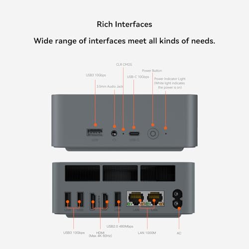 Beelink EQR6 Mini PC, AMD Ryzen 7 7735HS (8C/16T, Up to 4.75GHz), 24G DDR5 Ram 1TB PCIe4.0 SSD, Radeon 680M, SER6 Mini Desktop Computer Support 4K Dual Display, Dual HDMI, WiFi6, BT5.2, Dual LAN – Bild 7