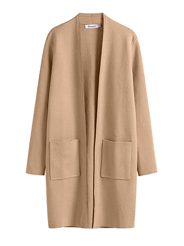 ANRABESS Cardigan Sweater for Women Casual 2025 Fall Fashion Coat Long Sleeve Open Front Knit Coatigan Outwear