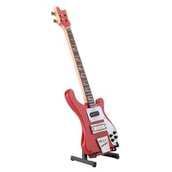 Mini Ornements D’instruments De Musique Réplique De Guitare Basse Miniature Rouge De 20 Cm De Haut Avec Support Et Étui Modèle D’instrument De Musique Ornements Cadeau - Les Beatles, Paul McCartney, John Lennon, RIngo Starr, George Harrison