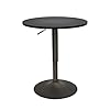 24 Inch Round Bar Table Adjustable Height and Wood Cocktail Pub Table MDF Top 360 Swivel Furniture Black