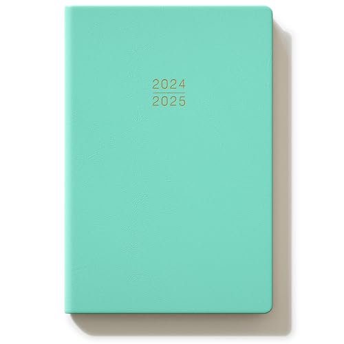TDOLISSTE - Agenda Scolaire 2024 2025 Semainier Planner A5, 18 Mois Juillet 2024 à Décembre 2025, Couverture Souple Similicuir (Cyan)