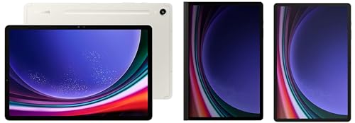 Image of Samsung Galaxy Tab S9+ RAM 12 GB, ROM 256 GB Expandable, S Pen in-Box, Wi-Fi + 5G Tablet, Beige with S9 Plus Screen Protector, Transparent & S9 Plus Privacy Screen, Black