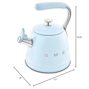 SMEG Retro Stovetop Whistling Kettle – 2.4Q (Pastel Blue) SMEG Retro Stovetop Whistling Kettle–24Q Pastel Blue