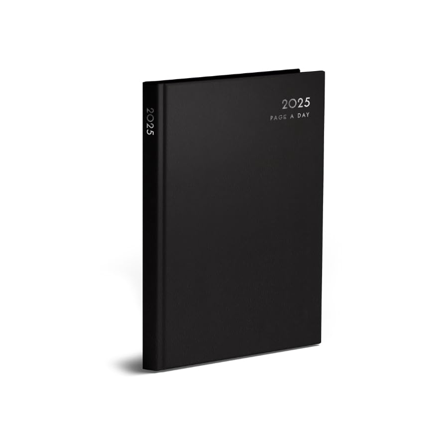 VIVAAS 2025 Diary A4 | A5 | A6 Diary Page A Day Desk And Week To View Diary Hard Backed Diaries Organiser For Student, Teacher, Home, Office, Business Year Planner (A4 Day A Page, Black)