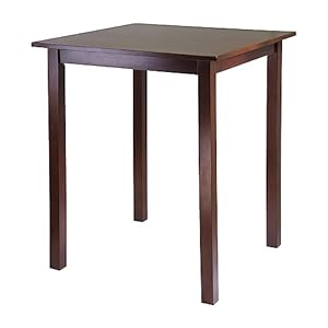 Winsome Parkland 3898 inch x 3386 inch x 3386 inch Wood Square HighPub Square Table Antique Walnut 94134