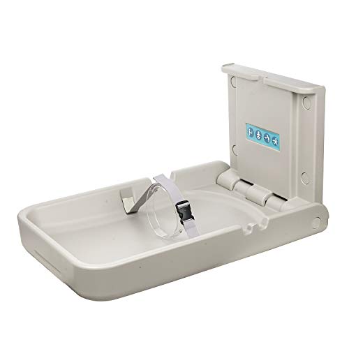 Modundry Wall-Mounted Baby Changing Station with Safety Straps White Granite 1