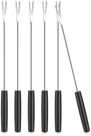 Mozeat Lens 6-Piece Stainless Steel Fondue Forks Heat-Resistant Handle