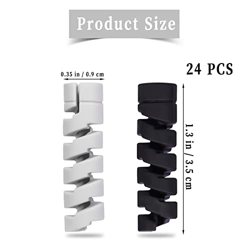 SAVITA 24 Stück Ladekabelschutz, Silikon, flexibel, Schutz, Ladegerät, Kabelschutz, Spiralkabel, für Handys, Computer, Laptops, Datenkabel (Schwarz, Grau) – Bild 3