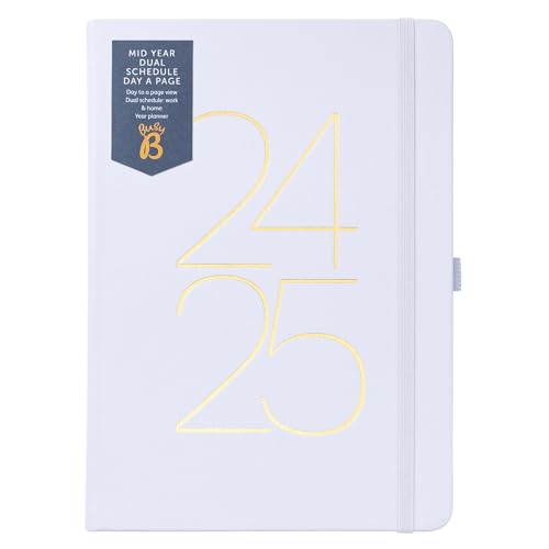 Busy B Mid Year Dual Schedule Day A Page Diary August 2024 - August 2025 - Lavender Faux Leather Academic Planner with Space for Two schedules, Lined Pages, Notes and Year Planner. FSC® Certified