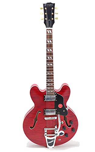 Guitare électrique jazz 335 pour droitier 6 cordes avec corps semi-creux, manche en acajou, touche en palissandre, trémolo (rouge) - Les Beatles, Paul McCartney, John Lennon, RIngo Starr, George Harrison Guitare électrique jazz 335 pour droitier 6 cordes avec corps semi-creux, manche en acajou, touche en palissandre, trémolo (rouge)