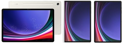 Image of Samsung Galaxy Tab S9+ RAM 12 GB, ROM 256 GB Expandable, S Pen in-Box, Wi-Fi + 5G Tablet, Beige with S9 Plus Screen Protector, Transparent & S9 Plus Notepaper Screen, White
