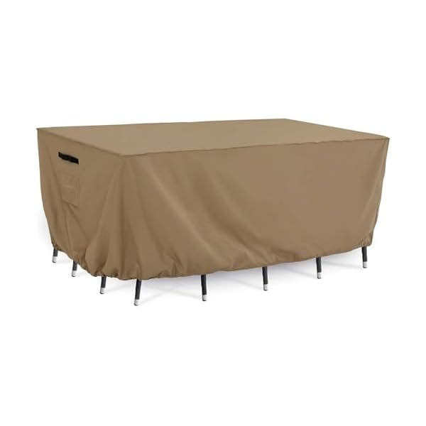   Tempera-Outside-Table-and-Chair-Covers-Outdoor-Dining-Set-Cover-Patio-Furniture-Cover-Waterproof-Heavy-Duty-for-Winter-Rectangle-74L-x-47W-x-278H-Taupe