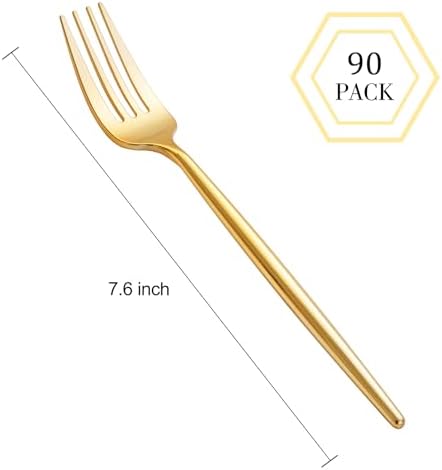 Luxury Gold Plastic Fork Set - 90 Pieces for PartiesWeddingDinners