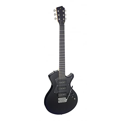 Stagg Guitare électrique Silveray Series – Modèle Nash avec corps en aulne massif, noir - Les Beatles, Paul McCartney, John Lennon, RIngo Starr, George Harrison Stagg Guitare électrique Silveray Series - Modèle Nash avec corps en aulne massif, noir