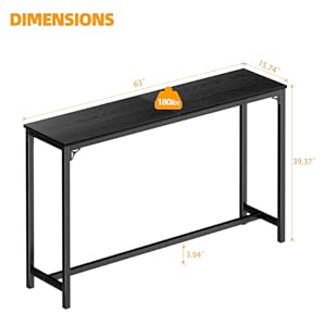 63 Bar Table Bar Height Pub Table Counter Height Bar Table Rectangular High Top Kitchen Dining Counter Tables with Sturdy Legs Easy to Clean Top Indoor use Black