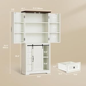   YITAHOME-71-Kitchen-Pantry-Tall-Farmhouse-Storage-Cabinet-with-Drawer-Organizer-Barn-Doors-and-Adjustable-Shelves-for-Kitchen-Dining-Room-Living-Room-Off-White