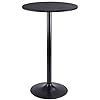 Furmax Bistro Pub Table Round Bar Height Cocktail Table Metal Base MDF Top Obsidian Table 238 Inch Top 395 Inch Height Black 1 Pack