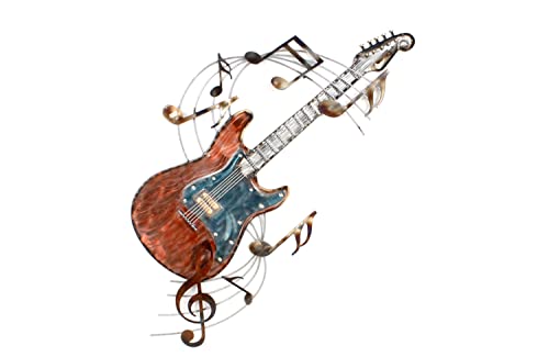 Socadis Déco murale Musique : Guitare électrique et Partitions en métal colorées, H 89 cm - Les Beatles, Paul McCartney, John Lennon, RIngo Starr, George Harrison Socadis Déco murale Musique : Guitare électrique et Partitions en métal colorées, H 89 cm