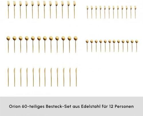 Karaca Orion 60-Piece Matte Gold Serving Set