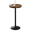 42 Height Round Bar Table with Solid Wood Top and Sturdy Metal Base Rustic Industrial Pub Table for Kitchen Dining Room Home and Bistro